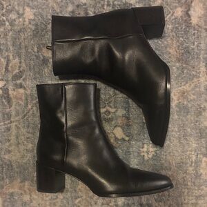 Margaux Black Leather Heeled Boots